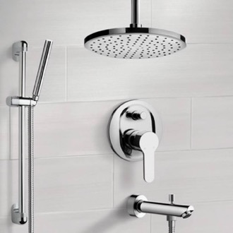 Tub and Shower Faucet Tub and Shower Faucet Set with Handheld and Ceiling Rain Shower Head Remer TSR40